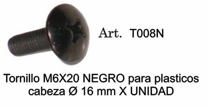 TORNILLO P/PLASTICOS 6x20 NEGRO (VARIAS) X 50 UNID. V.C. T008N