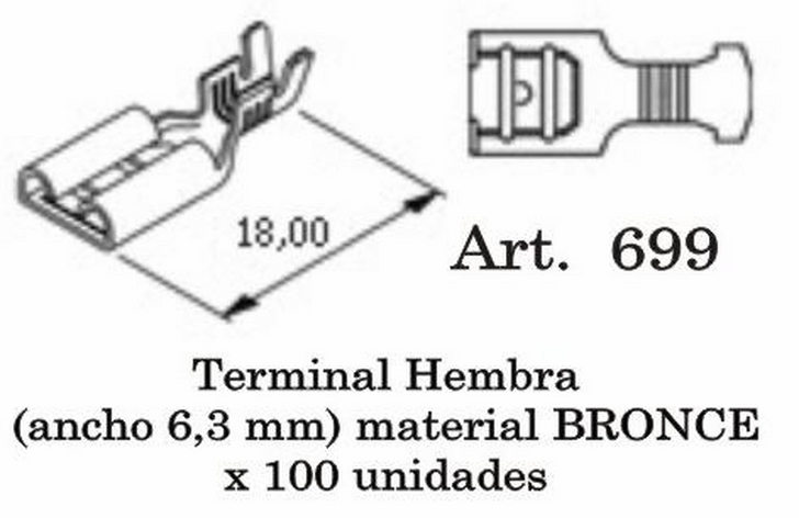TERMINAL HEMBRA (ancho 6,3mm)x100 V.C. 699