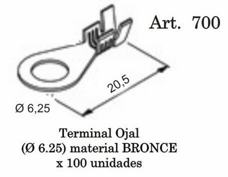 TERMINAL OJAL (D 6,25mm)x100 V.C. 700