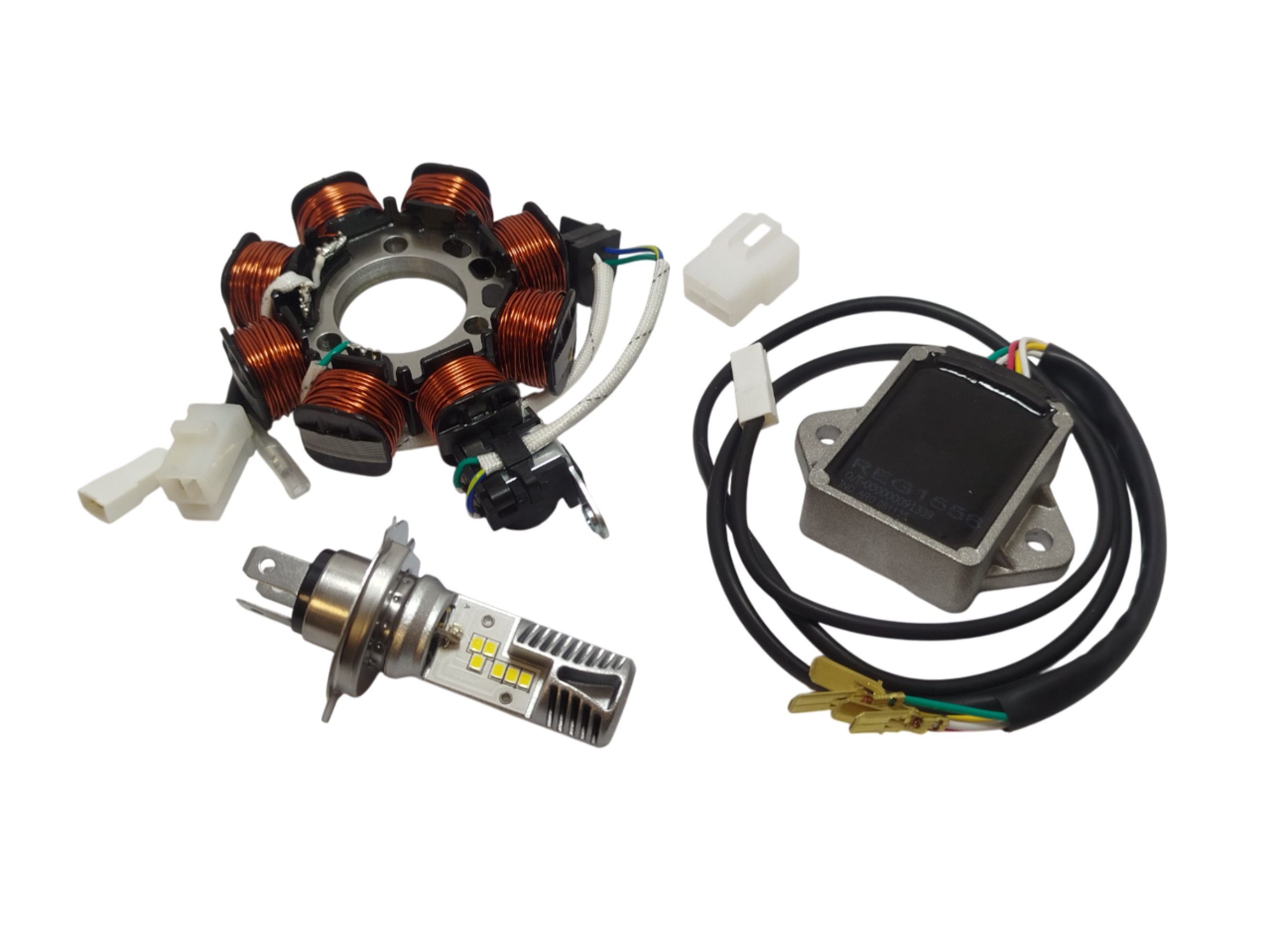 KIT SOLUCION CARGA BATERIA HONDA CG TITAN 150 / NEW/ CG 125 (Estator 336, Regulador 1556) PIETCARD 026