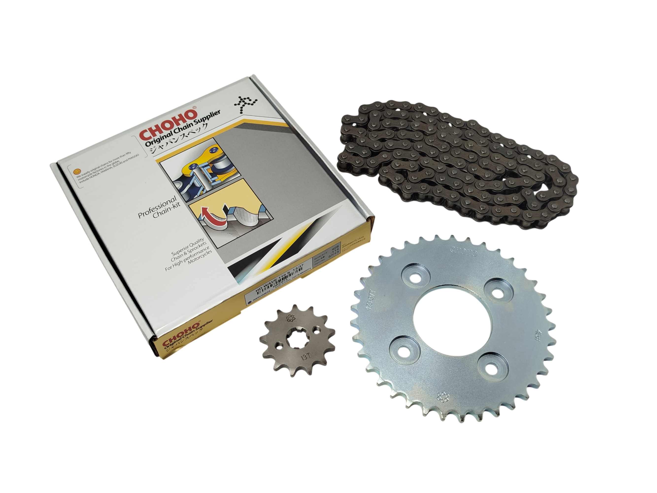 KIT CORONA, PIÑON Y CADENA HONDA WAVE 110 S 37/13T 428H-114L CHOHO HKC073